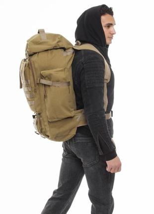 Армейский рюкзак тактический 70 л + подсумок водонепроницаемый туристический рюкзак. цвет: койот4 фото