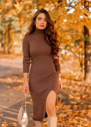 Осеннее платье в рубчик5 фото