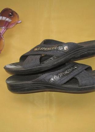 Літні шльопанці з текстилю , глибокий синій колір з чорним, р. 40, spencer