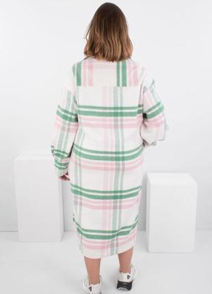 Жіноча сукня плаття тепле сорочка міді у клітинку2 фото