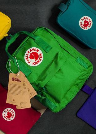 Маленький рюкзак однотонный kånken mini зеленый цвета размер 27*21*10 (7l)