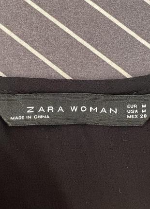 Черный шифоновый топ майка с кружевом zara7 фото