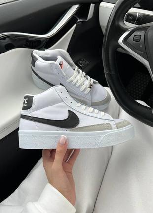 Женские кроссовки nike blazer white black (высокая подошва)