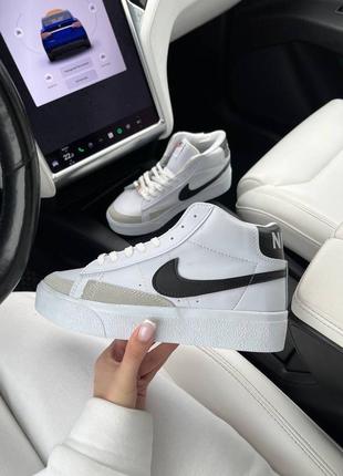 Женские кроссовки nike blazer white black (высокая подошва)4 фото