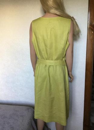 Сукня міді фісташкового кольору m&s portfolio люкс 100% льон р.20/22 батал4 фото