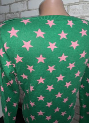 Брендовый свитерок  цвет зелёный ,звёзды пудра  бренд divided h&m  размер 128 фото