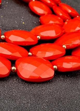 Женский набор украшений красное ожерелье и серьги для вышиванки, украинские красные бусы, бижутерия3 фото