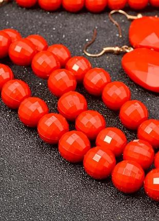 Женский набор украшений красное ожерелье и серьги для вышиванки, украинские красные бусы, бижутерия6 фото