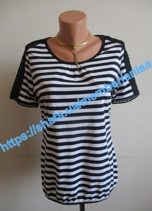 Блузка-футболка в полоску с кружевом tcm tchibo