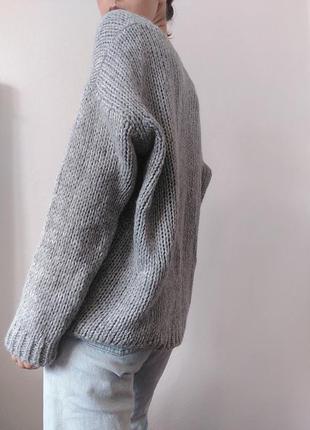 Шерстяной свитер серый джемпер шерсть мохер свитер оверсайз джемпер пуловер реглан лонгслив кофта мохеровый свитер серый джемпер9 фото