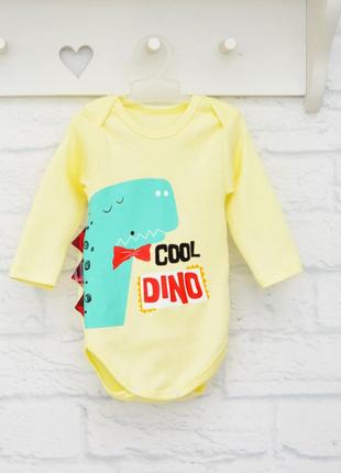 Боді діно довгий рукав жовтий