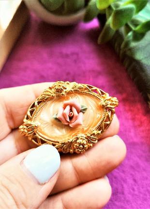 Брошь avon victoria rose drop, винтаж