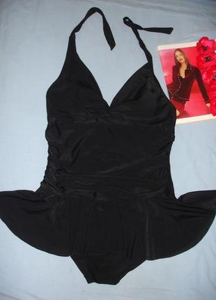 Купальник сдельный с юбочкой размер 50-52 / 18 черный платье свим дрес2 фото