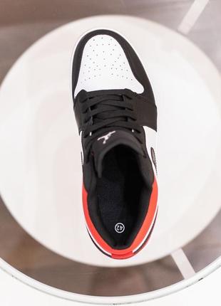 Nike air jordan 1 retro кросівки білі з чорним і червоним кросівки чоловічі шкіряні топ якість найк джордан осінні шкіра кеди4 фото