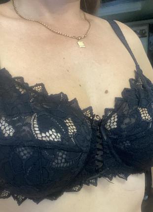 Шикарный, базовый, ажурный, бюстгальтер, черного цвета, от бренда: sans complexe👌