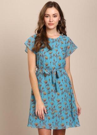 Милое цветочное платье под пояс