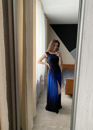 Вечернее платье темно синяя3 фото