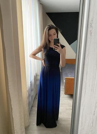 Вечернее платье темно синяя2 фото