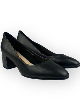 Женские туфли для офиса деловые кожаные черные на каблуках 1f3782-0117-m896a molka 26504 фото