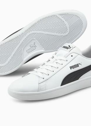 Кроссовки кеды кожаные puma smash v2 leather white 365215-01