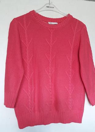 Розовый свитер женский вязанный джемпер нарядный в стиле барби barbie oodji2 фото