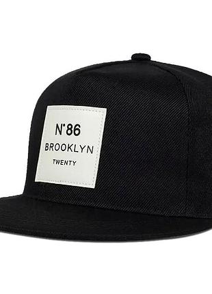 Кепка снепбек brooklyn n86 з прямим козирком чорна, унісекс wuke one size