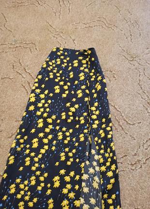 Юбка миди черная цветная,желто синяя3 фото