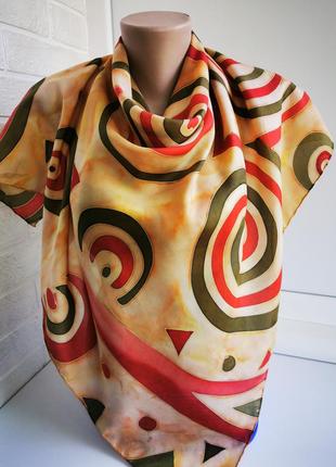 Красивый винтажный платок из натурального шелка