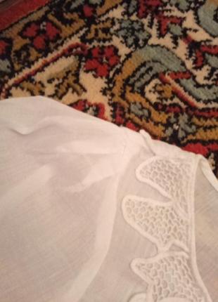Женская блуза белая натуральная напяная с рукавами зара zara7 фото