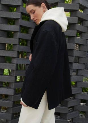 Теплый пиджак оверсайз прямого кроя, шерстяной пиджак на осень8 фото