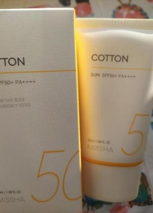 Missha all around safe block cotton spf50+/pa++++ сонцезахисний крем
