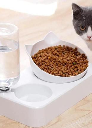 Миска поїлка для собак та котів пластикова pet feeder, миска для тварин з диспенсером для води