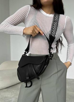 Женская сумка через плечо   christian dior sadlle dark black4 фото