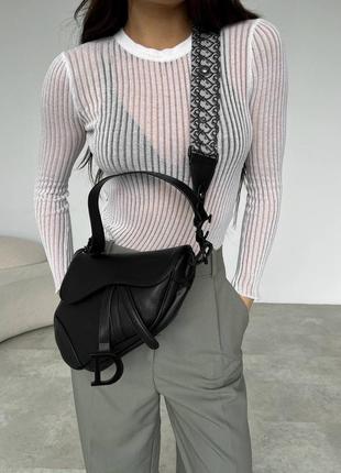 Женская сумка через плечо   christian dior sadlle dark black5 фото