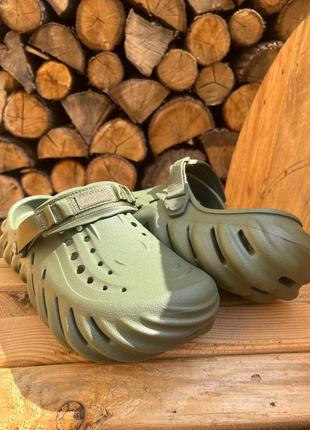 Мужские кроксы сабо crocs echo clog army green новинка!2 фото