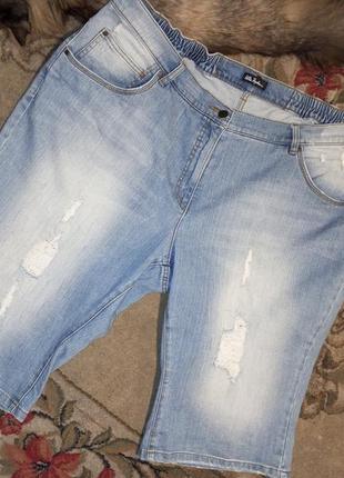 Стрейч-коттон,джинсовые шорты,бриджи с карманами,мега батал,ulla popken4 фото