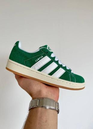 Женские кроссовки адидас кампус зелёные adidas campus 00s ‘dark green cloud white’