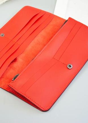 Красный кошелек женский кожаный длинный с орнаментом тиснением цветочный сад7 фото