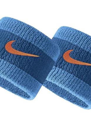 Напульсник nike swoosh wristbands 2 pk marina/laser blue/rush orange osfm - n0.1565.446.os1 фото