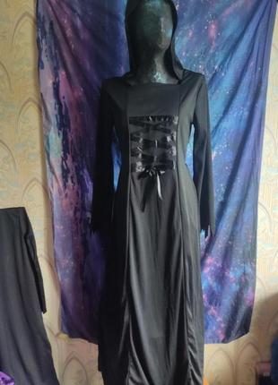 Готическое ведьмское вампирское платье с капюшоном хеллоуин