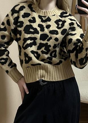 Леопардовый свитер сropp4 фото