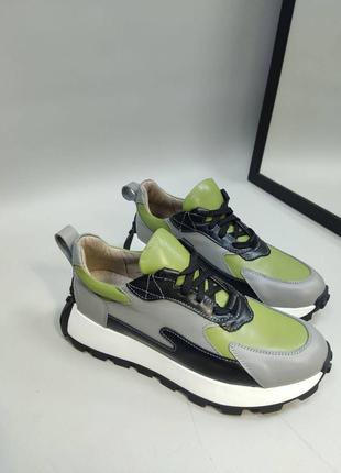 Эксклюзивные кроссовки из натуральной итальянской кожи и замши женские