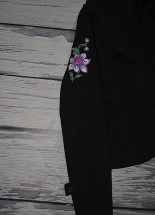 L фирменный женский котоновый пиджак с вышивкой цветы9 фото