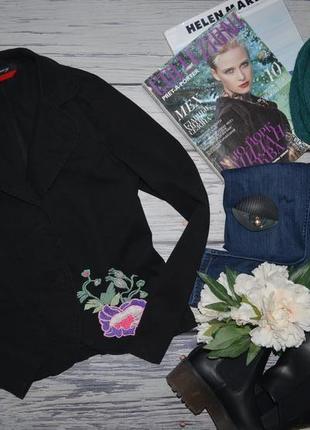 L фирменный женский котоновый пиджак с вышивкой цветы2 фото