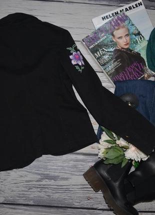 L фирменный женский котоновый пиджак с вышивкой цветы10 фото