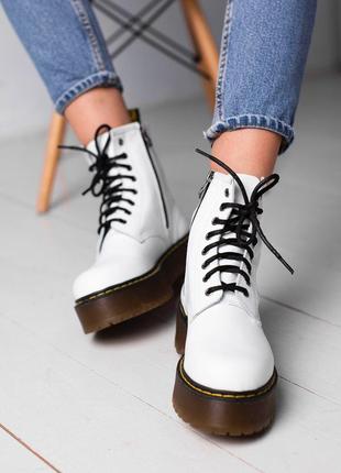 Ботинки женские весенние dr martens jadone white, доктор мартинс белые демисезон8 фото