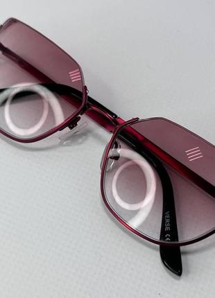 Коригувальні окуляри для зору жіночі метелики зрізаний верх оправи в металевій оправі бордовий, - 1.54 фото