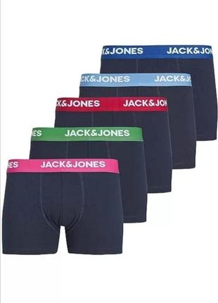 Набір з 5х штук чорних котонових боксерів jack & jones