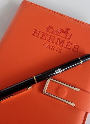 Блокнот hermes + ручка hermes1 фото