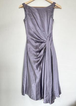 Шикарное сатиновое нарядное платье с драпировкой karen millen xs премиум